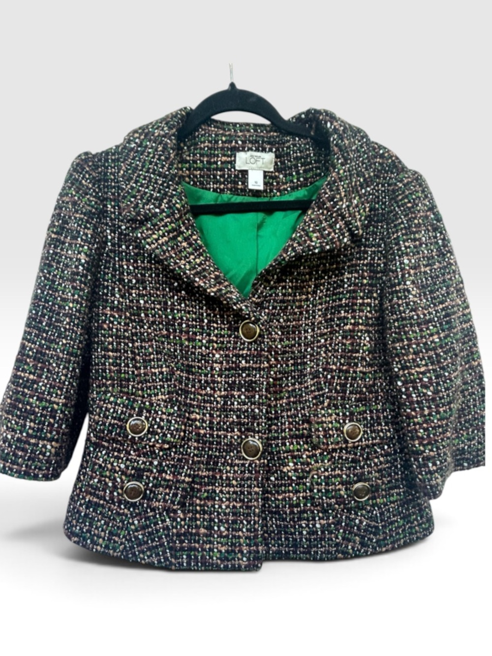 Ann Taylor LOFT multi-tweed cropped jacket M 10